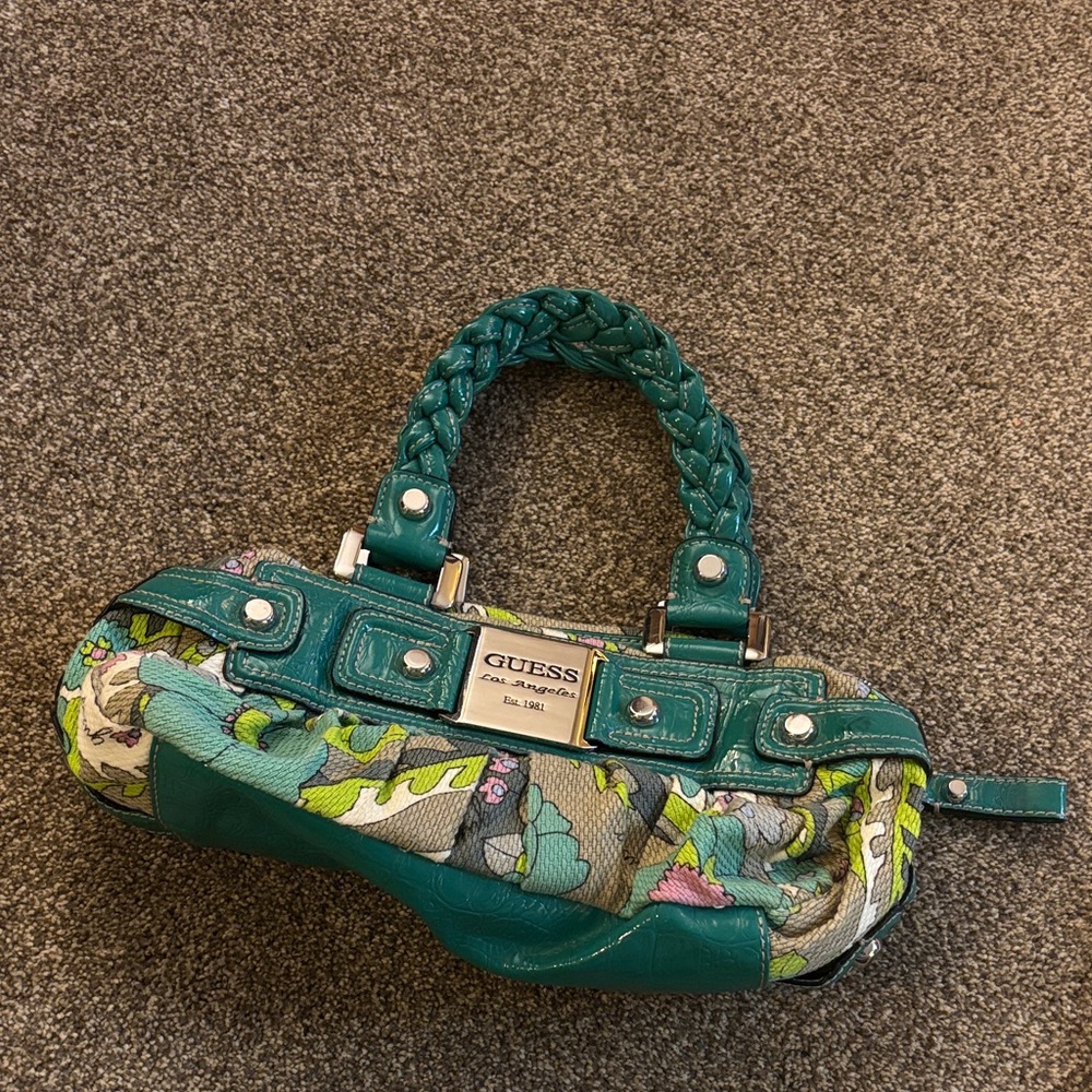 GUESS Teal and Patterned Shoulder Bag